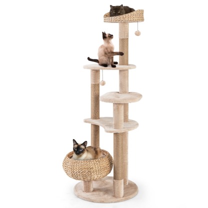 Furfurst 164cm Cattail Cat Tower with Jute Scratching Posts