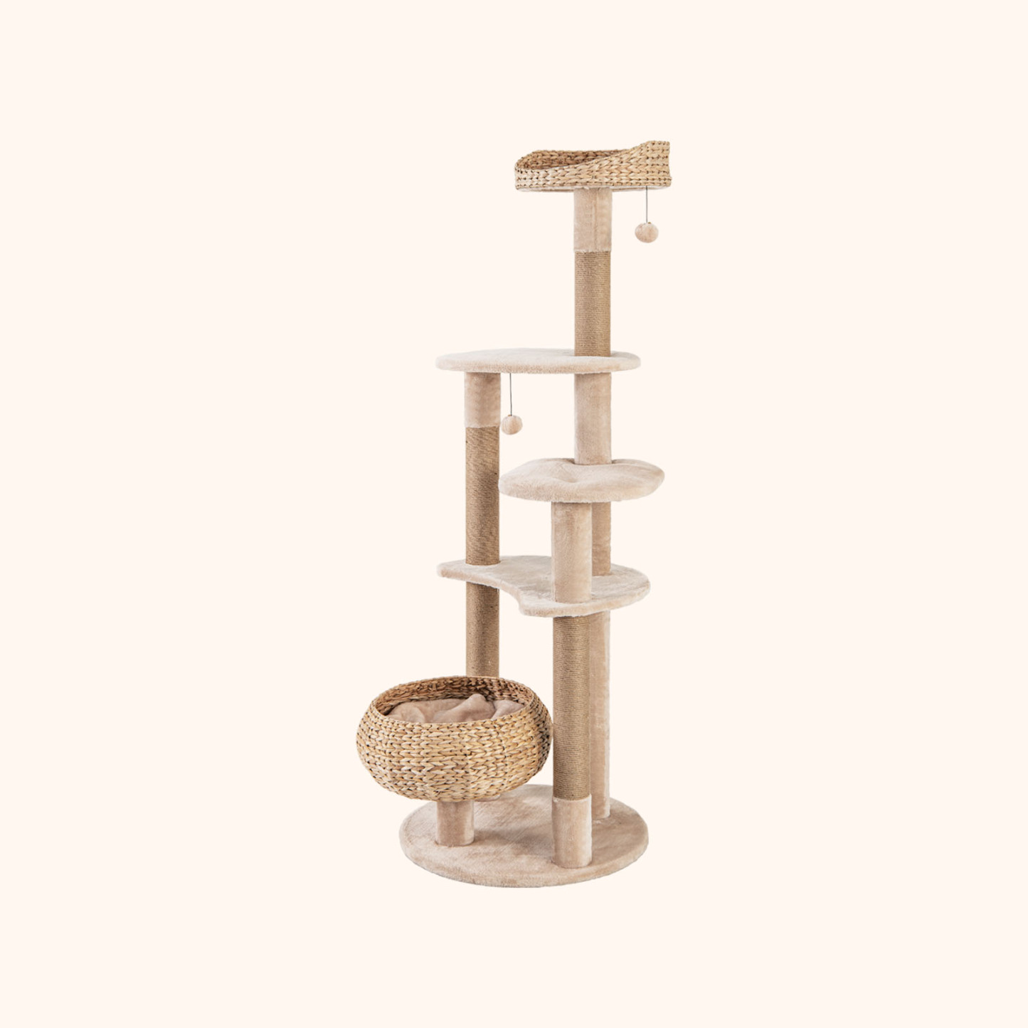 Furfurst 164cm Cattail Cat Tower with Jute Scratching Posts