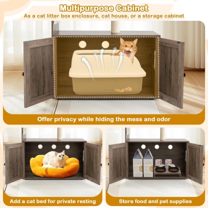 Furfurst 88cm Tall Wooden Cat Tower with Sisal Scratching Post and Mat Dangling Ball and Top Perch