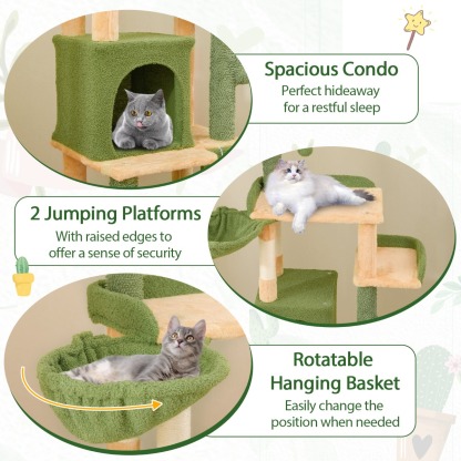 Furfurst 160cm Multi-level Cactus Cat Tree with Sisal Scratching Posts