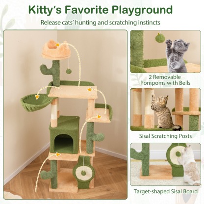 Furfurst 160cm Multi-level Cactus Cat Tree with Sisal Scratching Posts