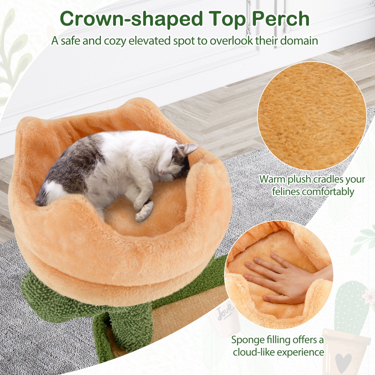 Furfurst 160cm Multi-level Cactus Cat Tree with Sisal Scratching Posts