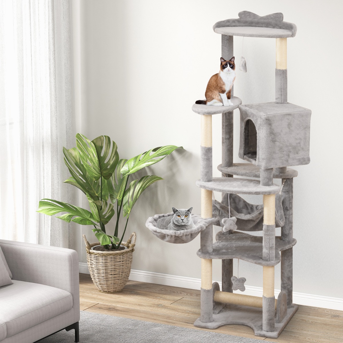 Furfurst 176cm Tall Multi-level Cat Tree Cat Tower with Top Perch