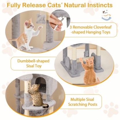 Furfurst 176cm Tall Multi-level Cat Tree Cat Tower with Top Perch
