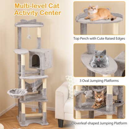 Furfurst 176cm Tall Multi-level Cat Tree Cat Tower with Top Perch