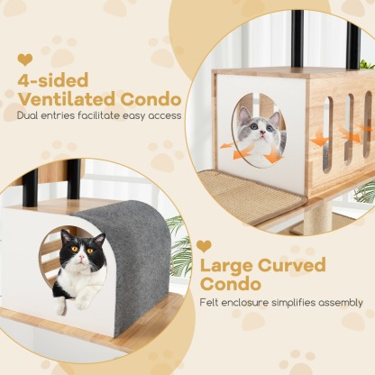 Furfurst Modern Tall Cat Tower with Double Condos and Jumping Platforms