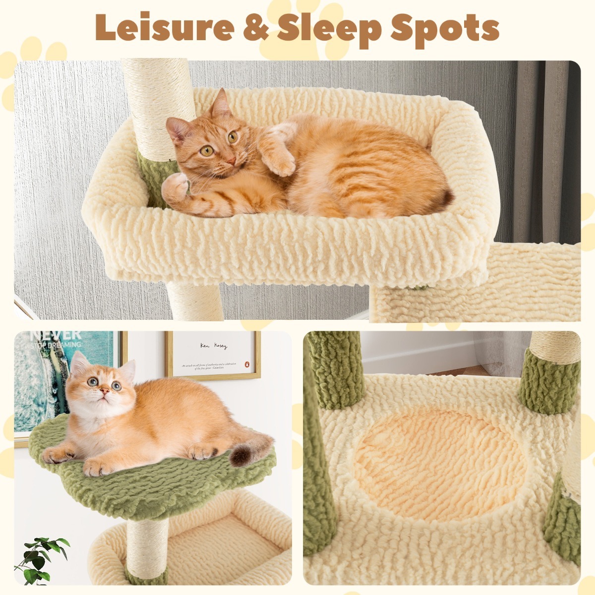 Furfurst Multi-level Cat Tower with Private Condo and Cat Self-grooming Brush