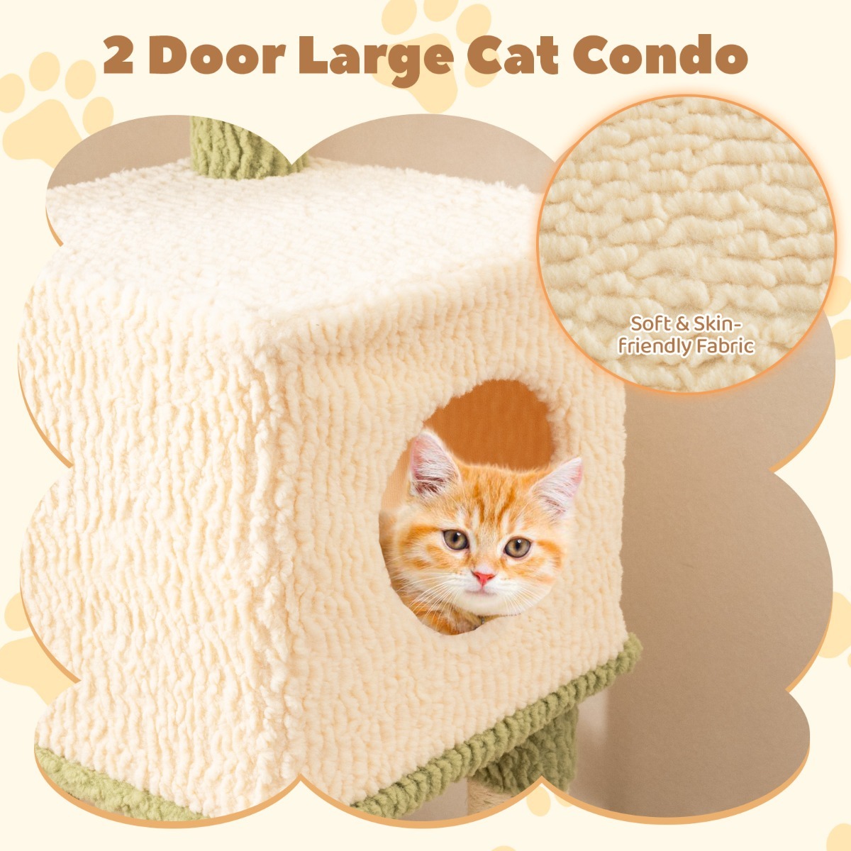 Furfurst Multi-level Cat Tower with Private Condo and Cat Self-grooming Brush