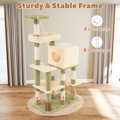 Furfurst Multi-level Cat Tower with Private Condo and Cat Self-grooming Brush