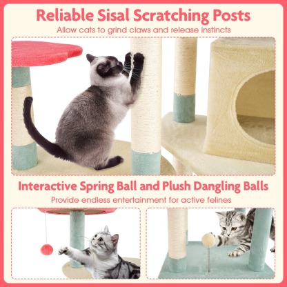 Furfurst Multi-Level Aesthetic Floral Kitten Tower with Condo and Perch
