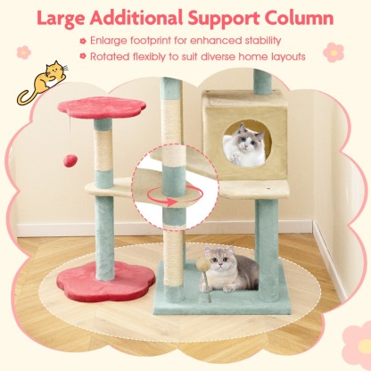 Furfurst Multi-Level Aesthetic Floral Kitten Tower with Condo and Perch