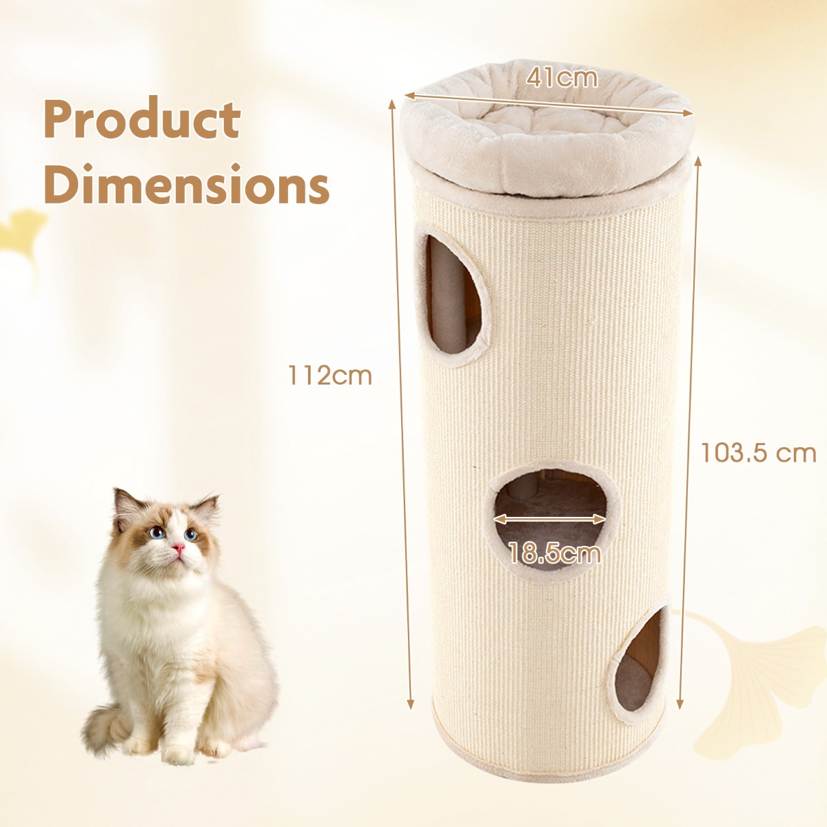 Furfurst 4-Story Cat House for Multiple Cats 112 cm Elevated Cat Cave Bed