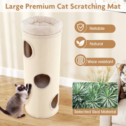 Furfurst 4-Story Cat House for Multiple Cats 112 cm Elevated Cat Cave Bed