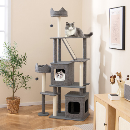 Furfurst 1.8m Tall Cat Tree with Scratching Posts and Board for Indoor Cats