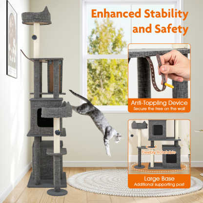 Furfurst 1.8m Tall Cat Tree with Scratching Posts and Board for Indoor Cats