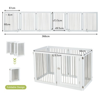 Furfurst Freestanding 6-Panel Dog Gate with Stainless Steel for Pet