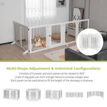 Furfurst Freestanding 6-Panel Dog Gate with Stainless Steel for Pet