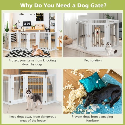 Furfurst Freestanding 6-Panel Dog Gate with Stainless Steel for Pet