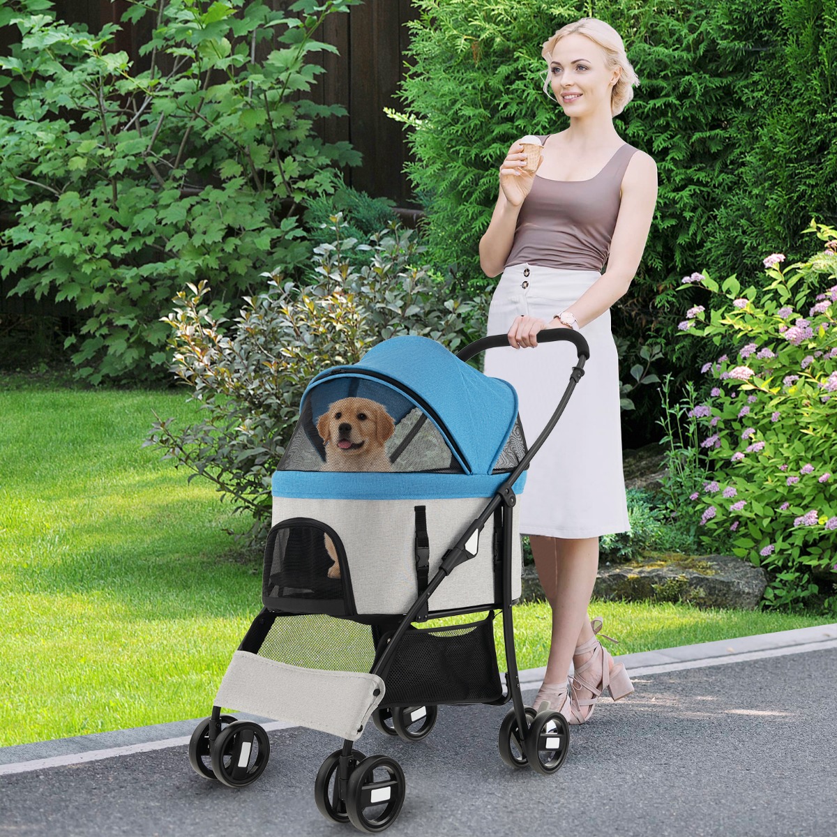 Furfurst 3-In-1 Pet Stroller with Removable Car Seat Carrier