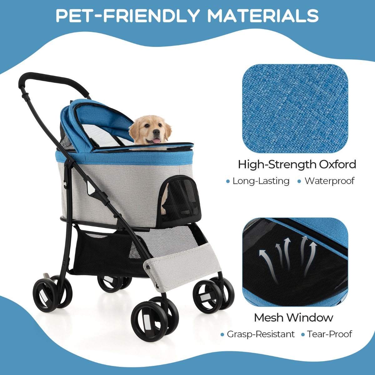 Furfurst 3-In-1 Pet Stroller with Removable Car Seat Carrier