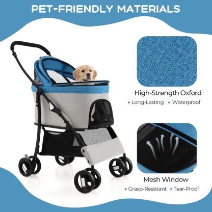 Furfurst 3-In-1 Pet Stroller with Removable Car Seat Carrier
