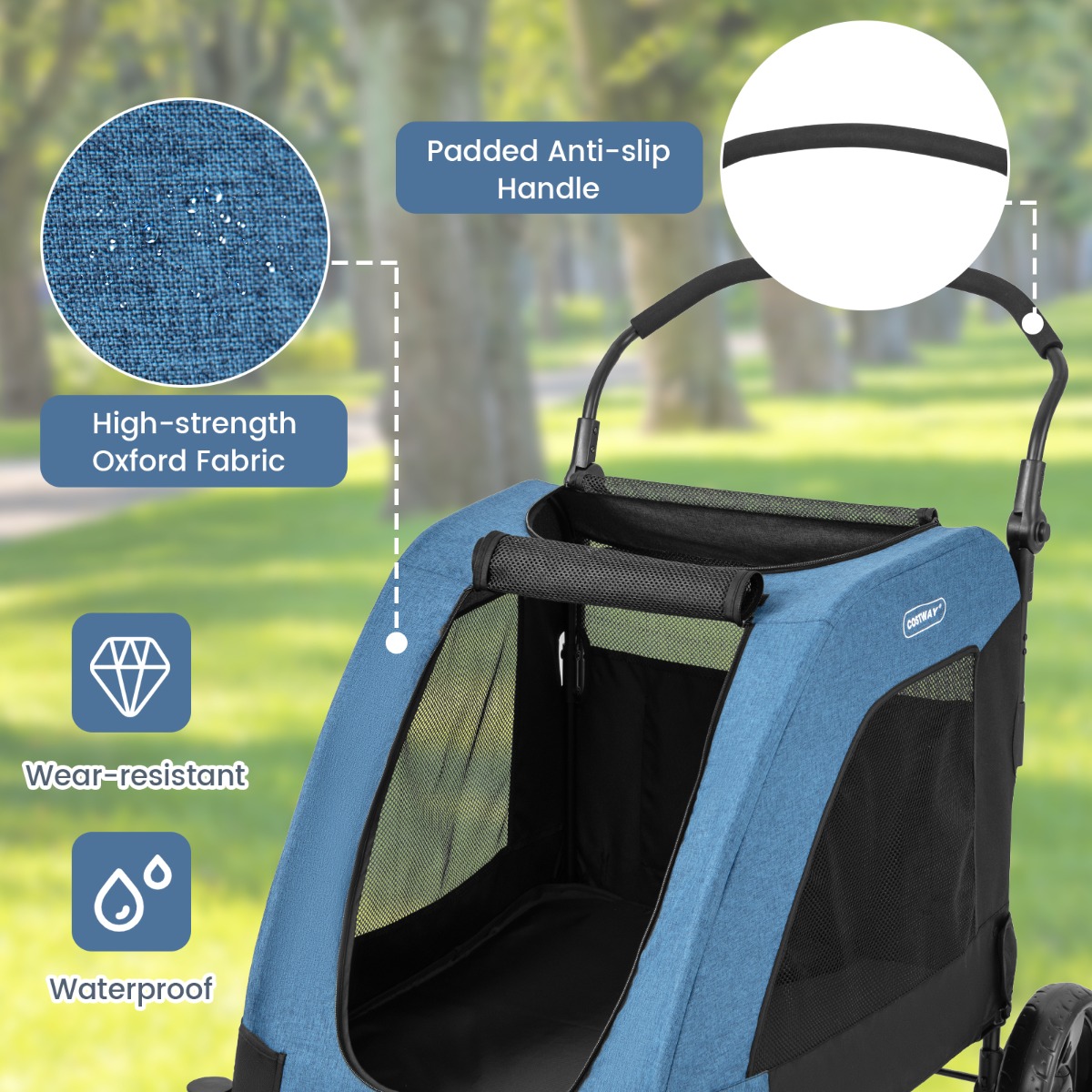 Furfurst Large Dog Stroller Foldable Pet Stroller with Dual Entry and Removable Pad