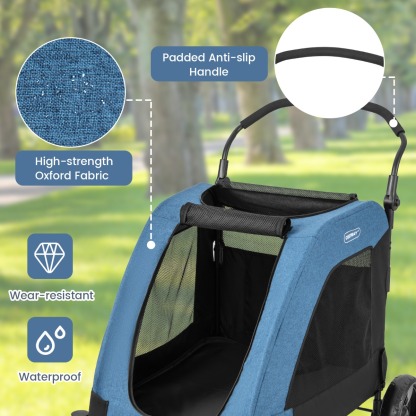 Furfurst Large Dog Stroller Foldable Pet Stroller with Dual Entry and Removable Pad