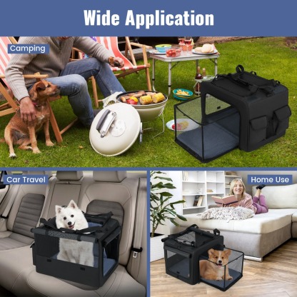 Furfurst Folding Soft Dog Crate with 2 Openings and Extandable Mesh Basket