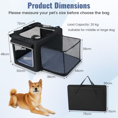 Furfurst Folding Soft Dog Crate with 2 Openings and Extandable Mesh Basket