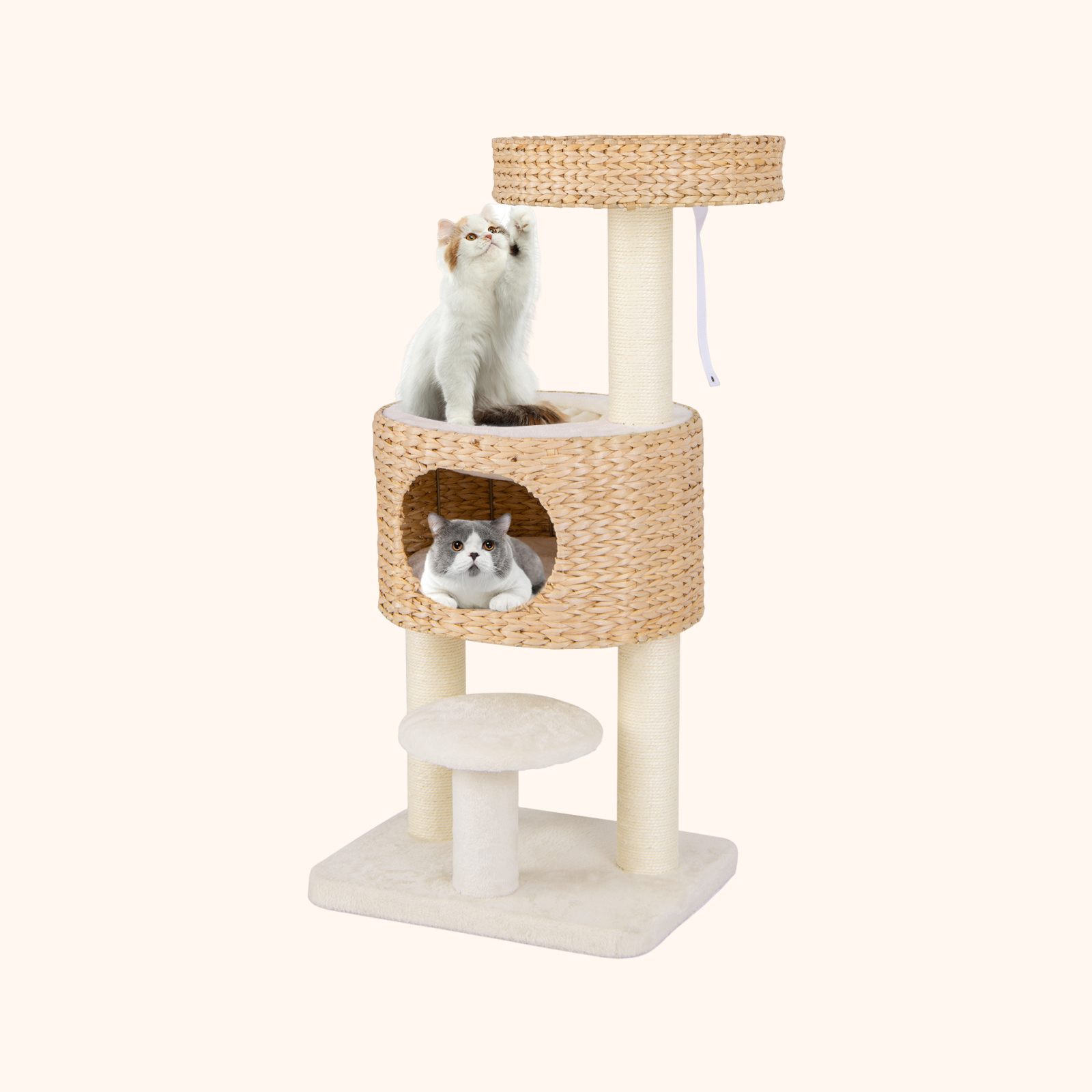 Furfurst Modern Cat Tower with Hanging Toy and Anti-tipping Device