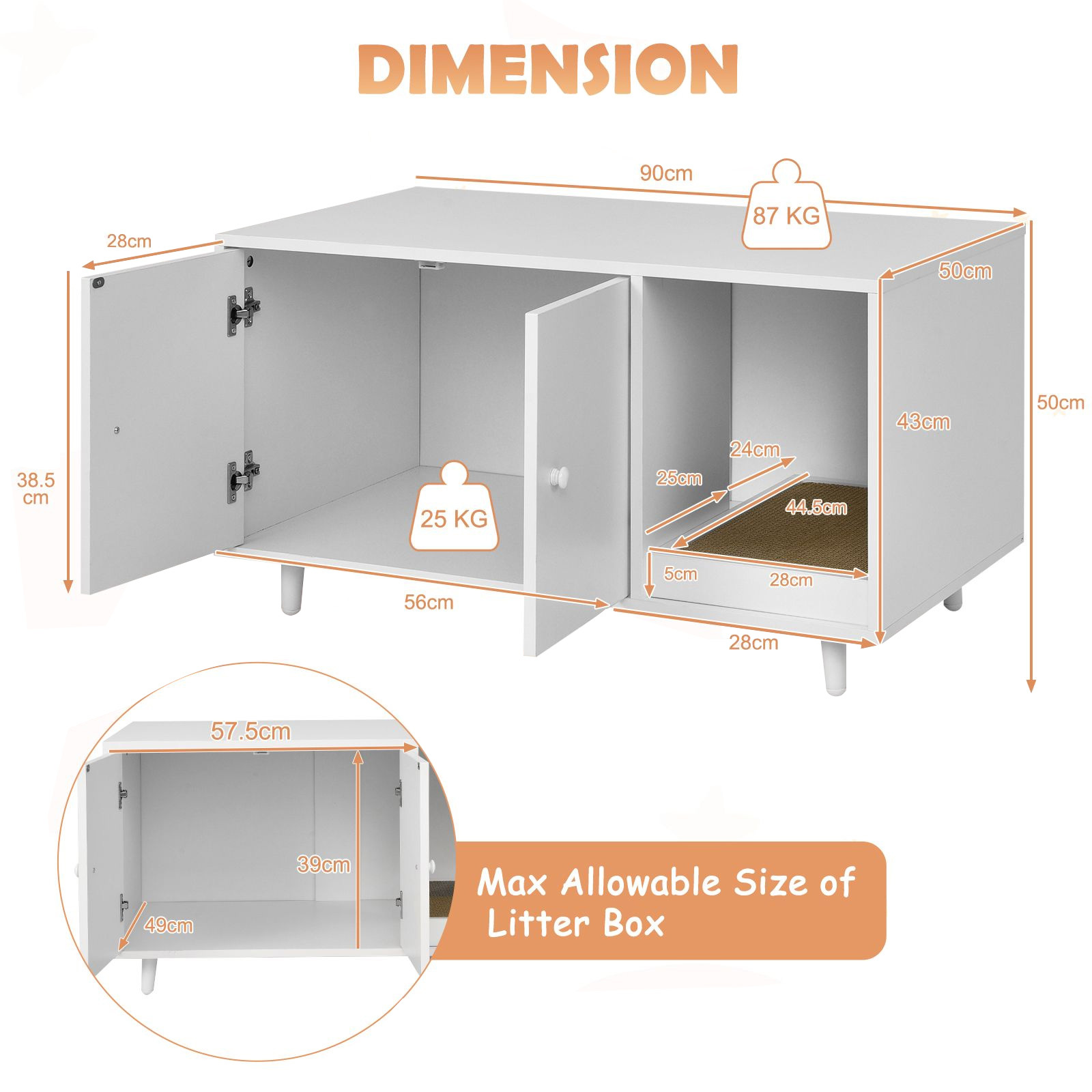 Cat Furniture Litter Box Enclosure with Divider-FURFURST