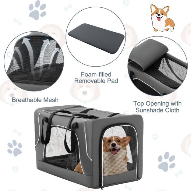 Double Pet Stroller for 2 Dogs or Cats Foldable with 2 Detachable Carriers