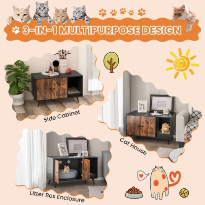 Furfurst Modern Hidden Cat Litter Box Furniture for Indoor Cats