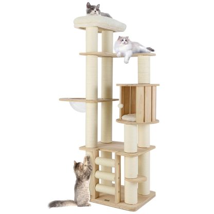 180 cm Tall Cat Tree with Cozy Perch for Indoor Cats and Kittens