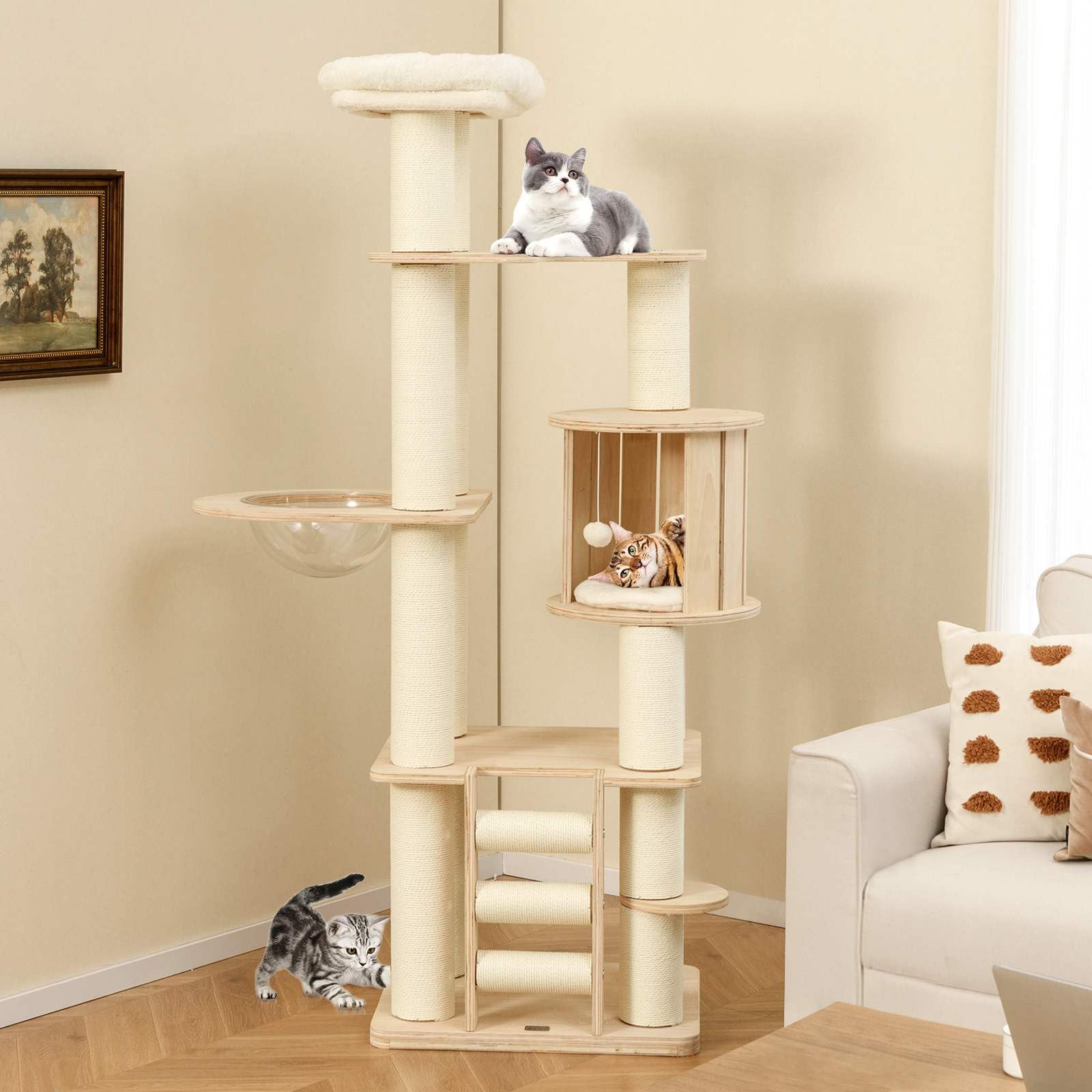 180 cm Tall Cat Tree with Cozy Perch for Indoor Cats and Kittens