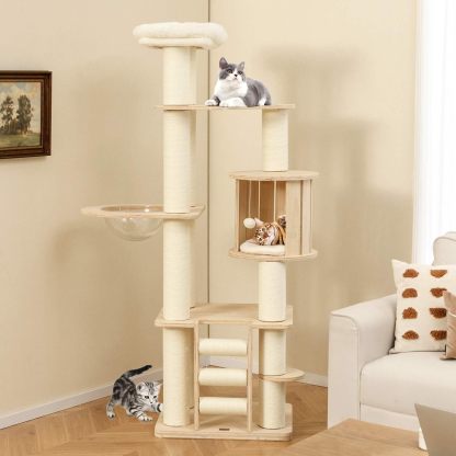 180 cm Tall Cat Tree with Cozy Perch for Indoor Cats and Kittens