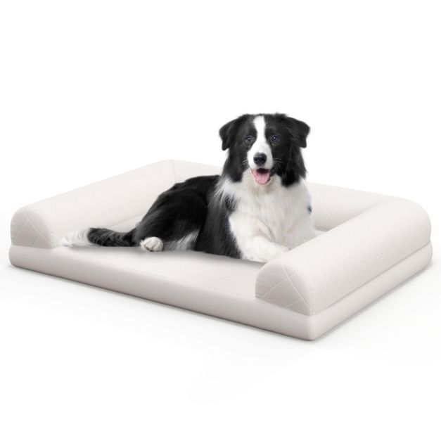 Orthopedic Medium Small Dogs Egg-Foam Dog Crate Bed with 3-Side Bolster