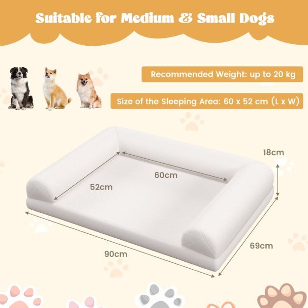 Orthopedic Medium Small Dogs Egg-Foam Dog Crate Bed with 3-Side Bolster