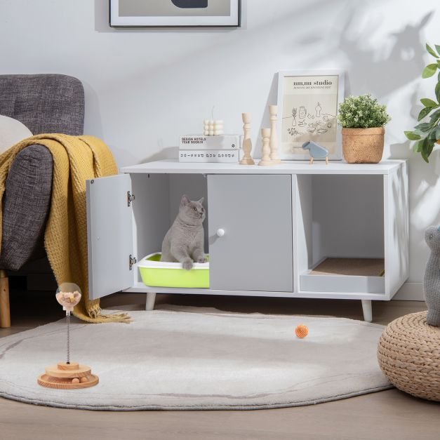 Cat Litter Box Enclosure with Divider for Large Cat & Kitty