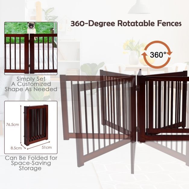 4 Panel Folding Dog Fence with Walk Through Door