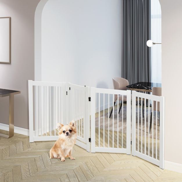 4 Panel Folding Dog Fence with Walk Through Door