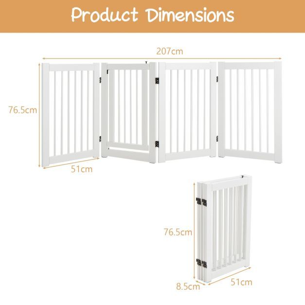 4 Panel Folding Dog Fence with Walk Through Door