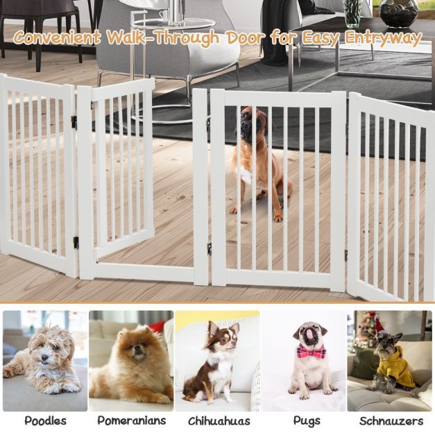 4 Panel Folding Dog Fence with Walk Through Door