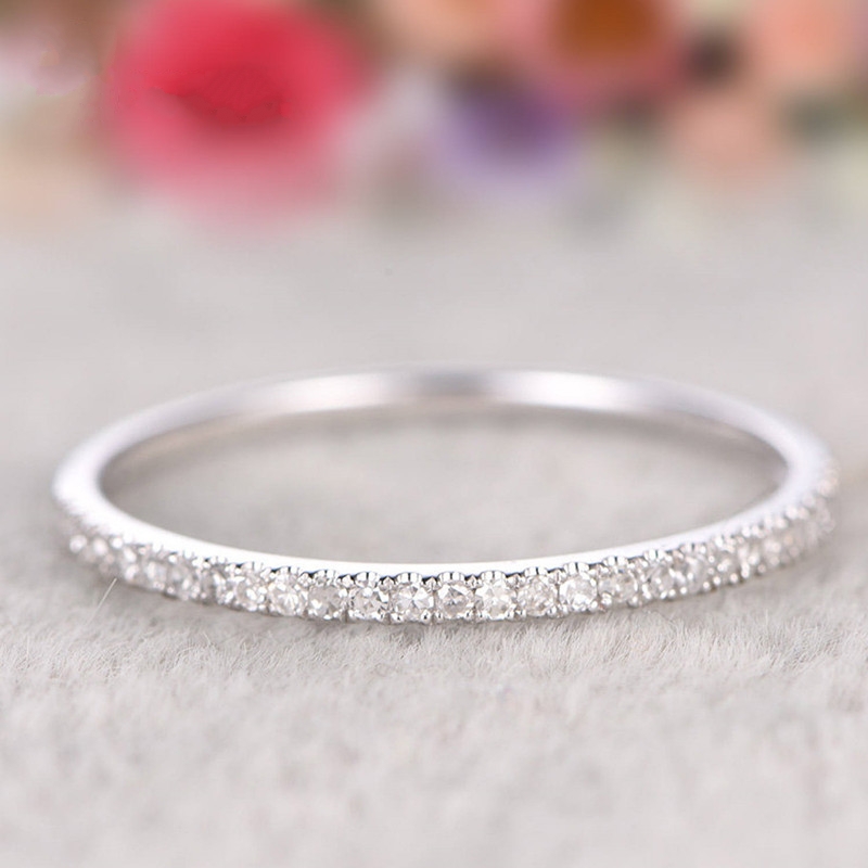 Eternity Band ring 925 Sterling silver Pave AAAAA Zircon cz stack Wedding Band Rings for women Bridal Statement Party Jewelry