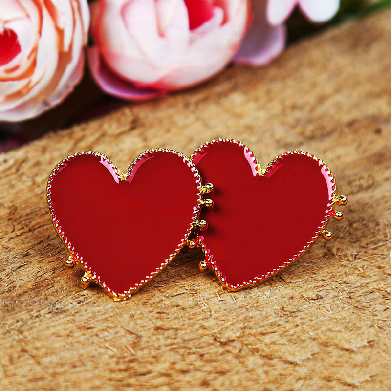 2019 New Design Punk Gold Edge Red Acrylic Heart Stud Earrings For Women Bohemian Big Stud Earring Christmas Jewelry Gift