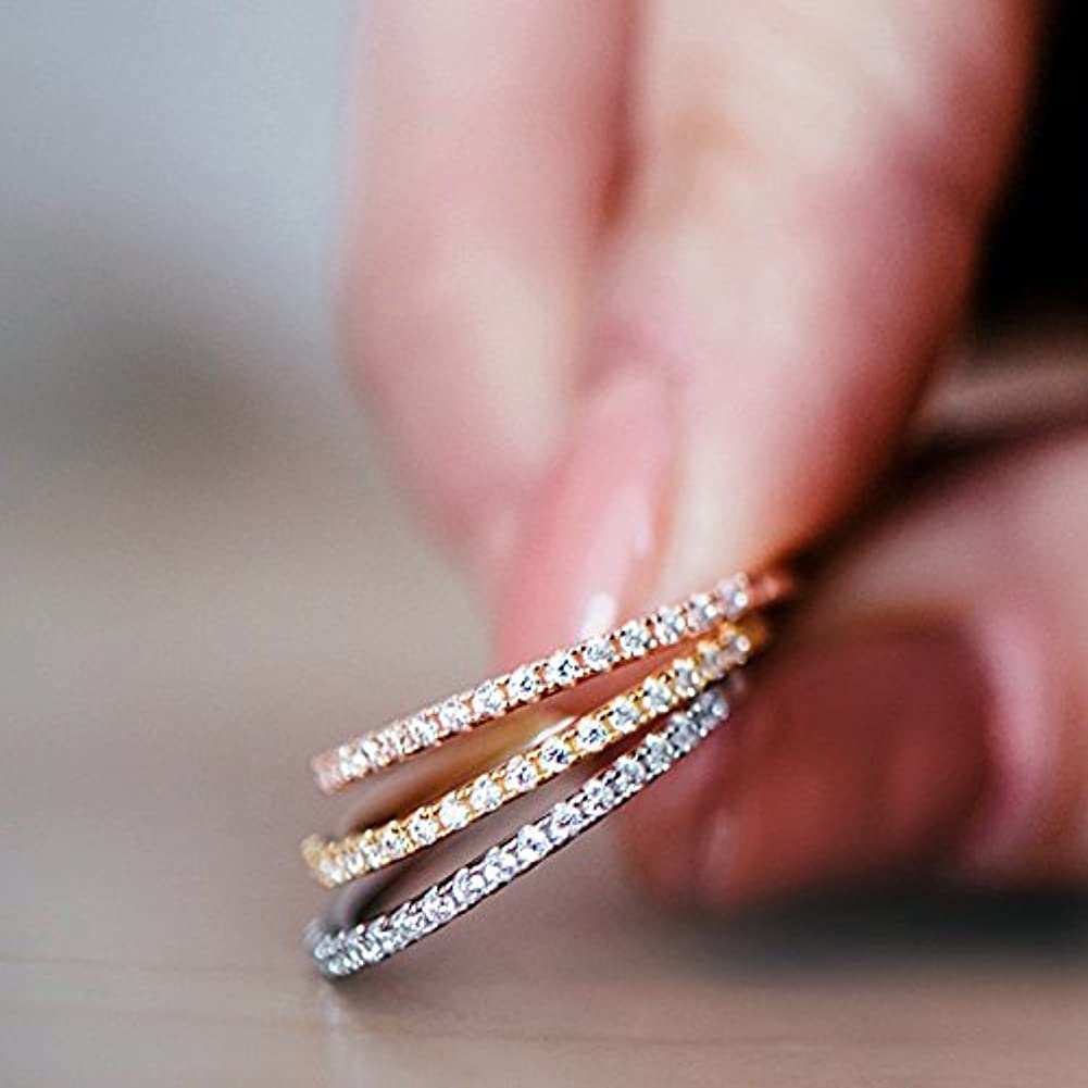 Eternity Band ring 925 Sterling silver Pave AAAAA Zircon cz stack Wedding Band Rings for women Bridal Statement Party Jewelry