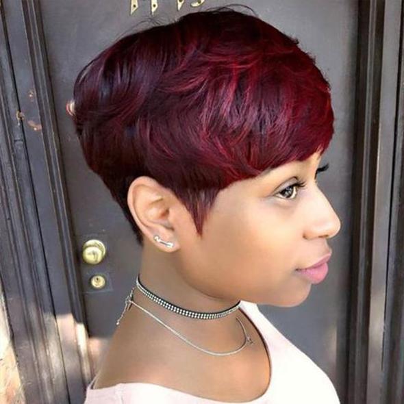 Affordable Short Straight Layered Hair Wig with Bangs