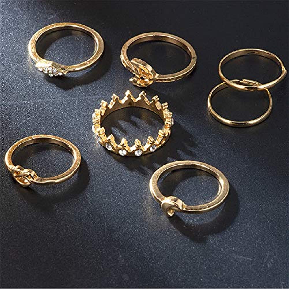 13pcs/set Vintage Star Opal Crystal Finger Ring Set Bohemian Gold Moon Star Crown Knuckle Midi Rings Women Rhinestone Jewelry