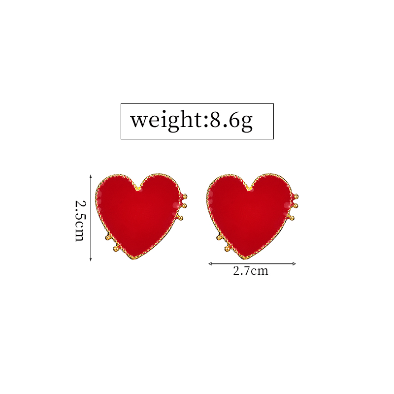 2019 New Design Punk Gold Edge Red Acrylic Heart Stud Earrings For Women Bohemian Big Stud Earring Christmas Jewelry Gift