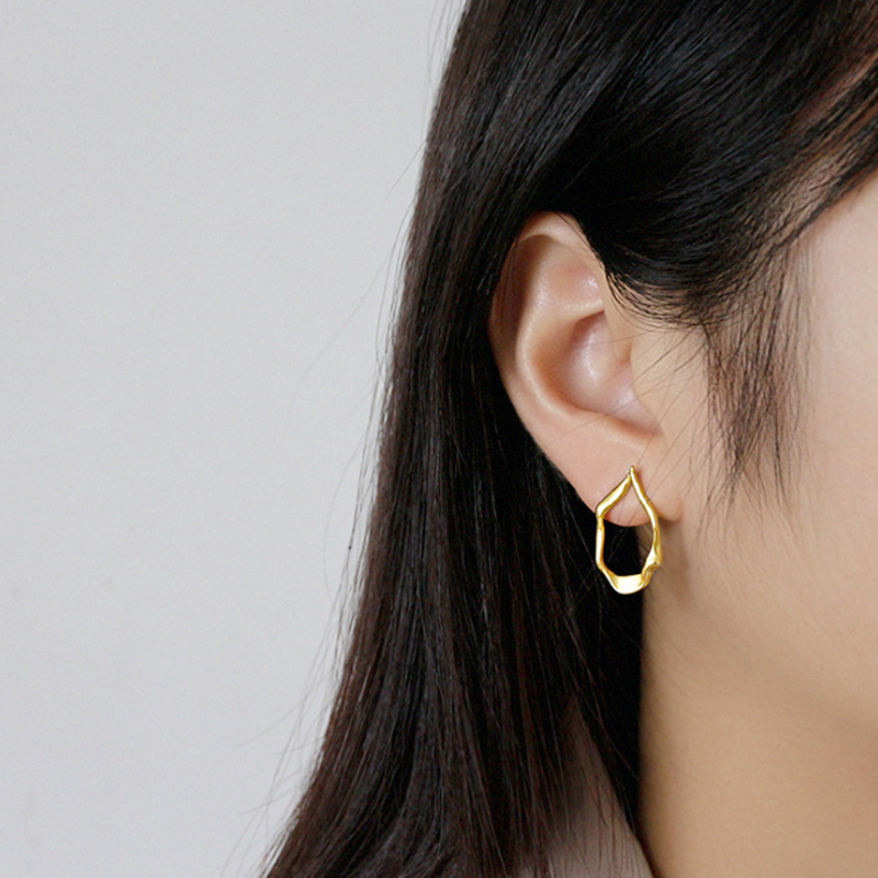 F.I.N.S Korean Style Woman S925 Sterling Silver Earrings Simple Irregular Geometric Stud Earrings Silver 925 Jewelry